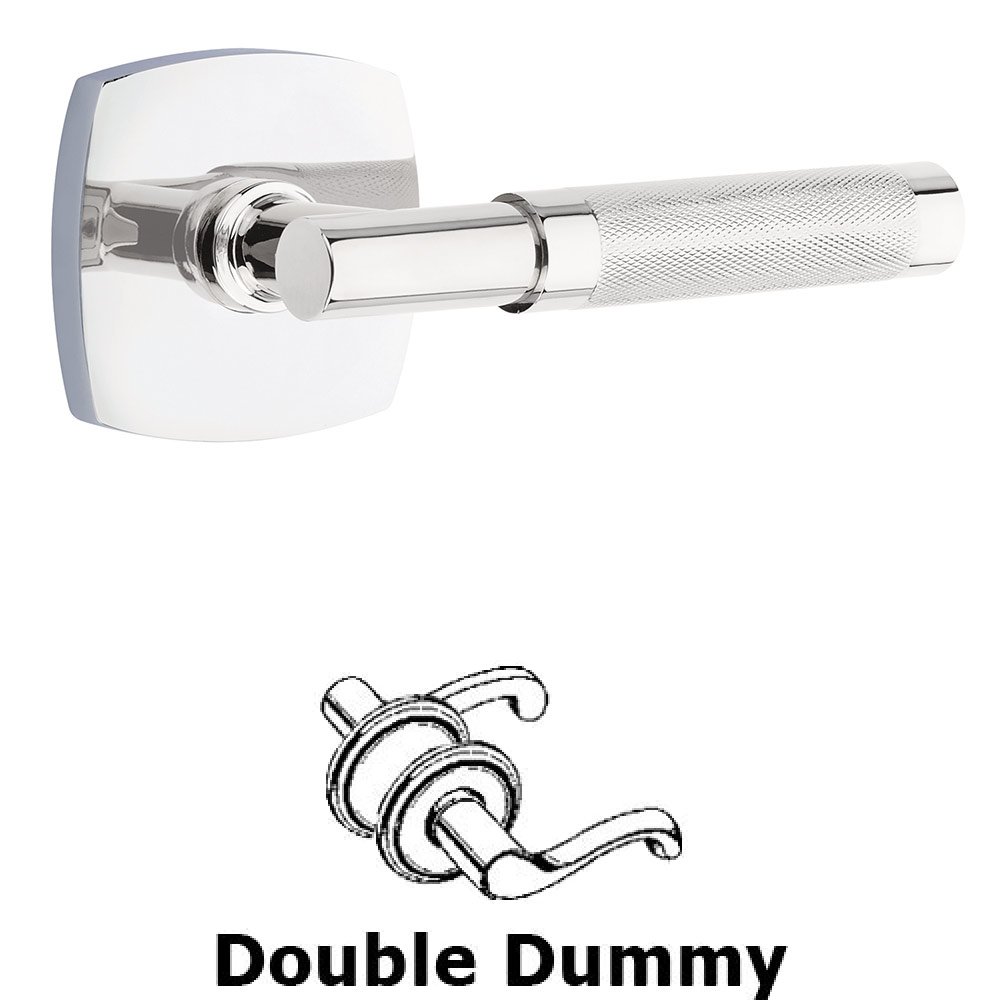 Emtek Double Dummy Knurled Lever with T-Bar Stem and Urban Modern Rose in Polished Chrome