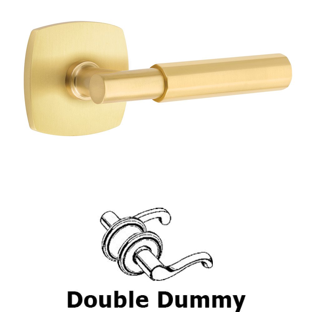 Emtek Double Dummy Faceted Lever with T-Bar Stem and Urban Modern Rose in Satin Brass