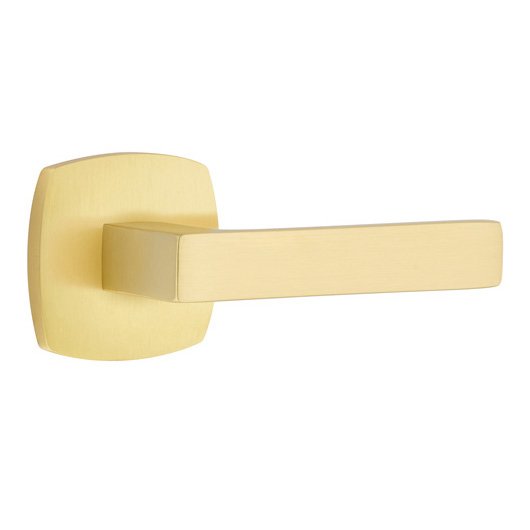 Emtek Passage Dumont Right Handed Lever with Urban Modern Rose and Concealed Screws in Satin Brass