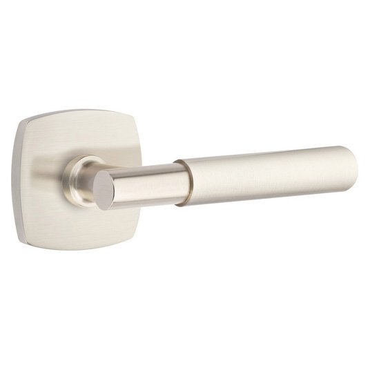 Emtek Passage Myles Right Handed Lever with Urban Modern Rose and Concealed Screws in Satin Nickel