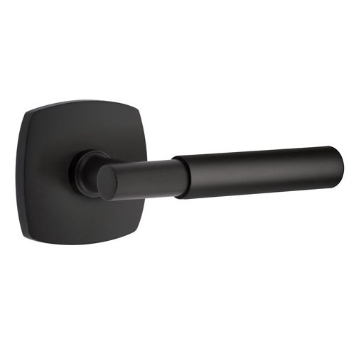 Emtek Passage Myles Right Handed Lever with Urban Modern Rose and Concealed Screws in Flat Black