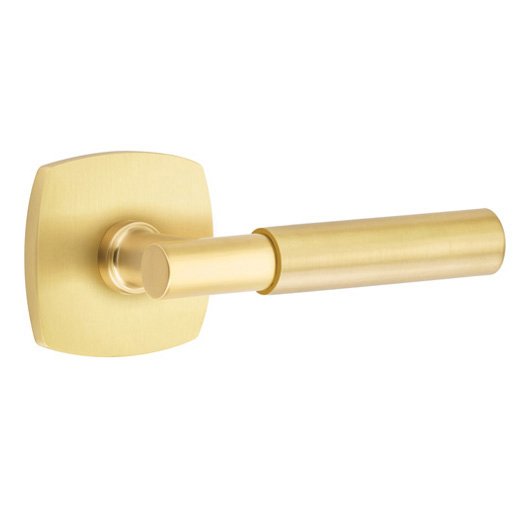Emtek Passage Myles Right Handed Lever with Urban Modern Rose and Concealed Screws in Satin Brass