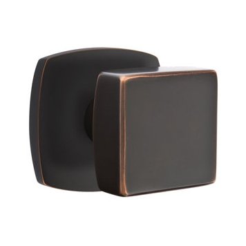 Emtek Passage Square Knob And Urban Modern Rose With Concealed Screws in Oil Rubbed Bronze