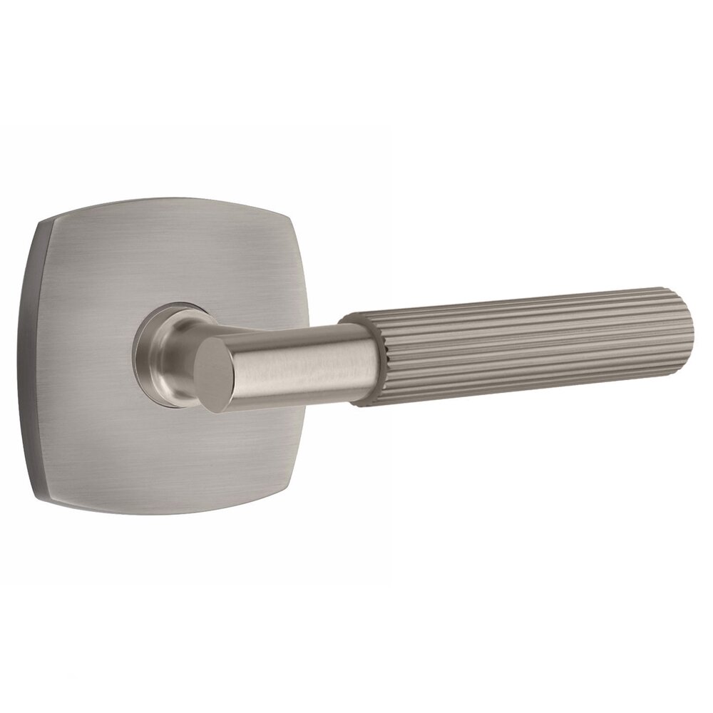 Emtek Passage Straight Knurled Right Handed Lever With T-Bar Stem And Concealed Screw Urban Modern Rose In Pewter