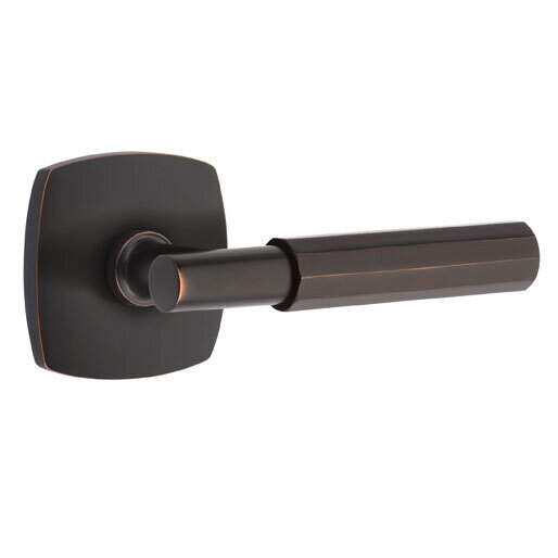 Emtek Passage Faceted Right Handed Lever with T-Bar Stem and Urban Modern Rose in Oil Rubbed Bronze