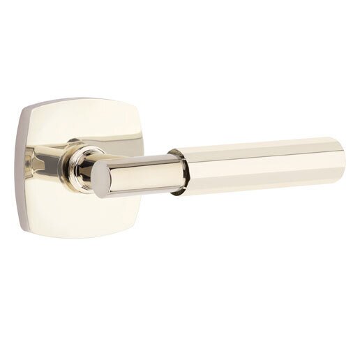 Emtek Passage Faceted Right Handed Lever with T-Bar Stem and Urban Modern Rose in Polished Nickel