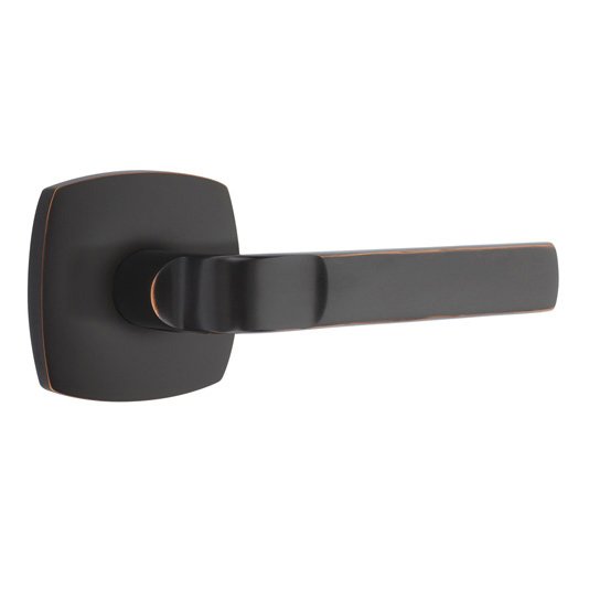 Emtek Privacy Aston Right Handed Lever with Urban Modern Rose and Concealed Screws in Oil Rubbed Bronze