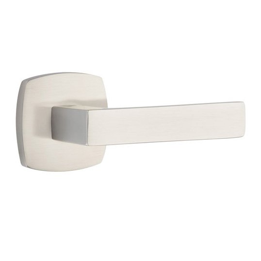Emtek Privacy Dumont Right Handed Lever with Urban Modern Rose and Concealed Screws in Satin Nickel