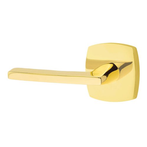 Emtek Privacy Helios Left Handed Lever with Urban Modern Rose in Unlacquered Brass