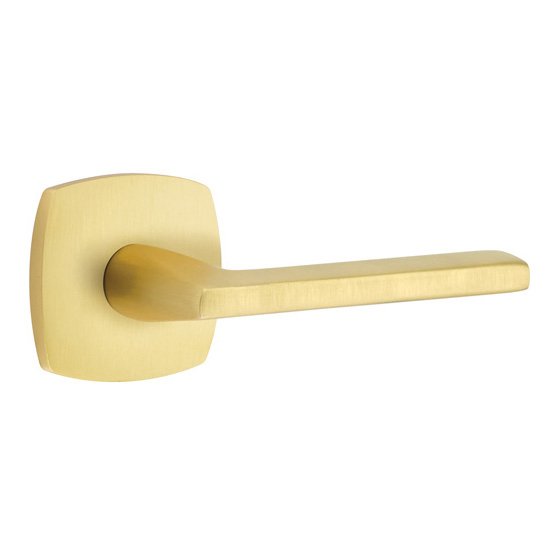 Emtek Privacy Helios Right Handed Lever with Urban Modern Rose in Satin Brass