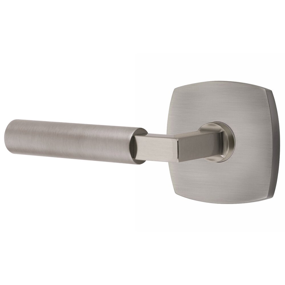 Emtek Privacy Smooth Left Handed Lever with L-Square Stem and Urban Modern Rose with Concealed Screws in Pewter