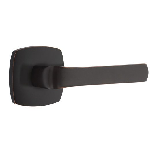 Emtek Privacy Spencer Right Handed Lever with Urban Modern Rose and Concealed Screws in Oil Rubbed Bronze