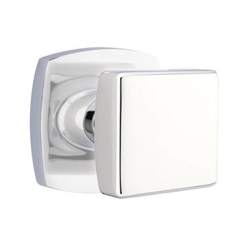 Emtek Privacy Square Knob And Urban Modern Rose With Concealed Screws in Polished Chrome