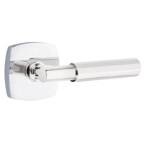 Emtek Privacy Faceted Right Handed Lever with T-Bar Stem and Urban Modern Rose in Polished Chrome