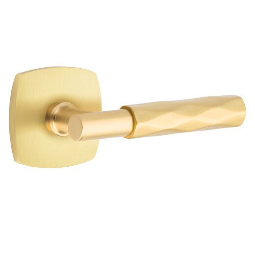 Emtek Privacy Tribeca Right Handed Lever with T-Bar Stem and Urban Modern Rose in Satin Brass