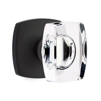 Emtek Privacy Windsor Glass Knob and Urban Modern Rose with Concealed Screws in Flat Black
