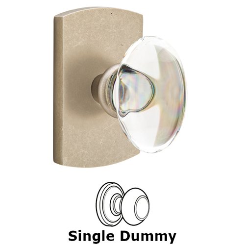 Emtek Single Dummy Hampton Door Knob with #4 Rose in Tumbled White Bronze