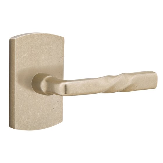 Emtek Single Dummy Right Handed Montrose Lever With #4 Rose in Tumbled White Bronze