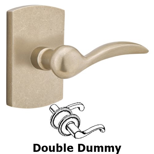 Emtek Double Dummy Left Handed Durango Lever With #4 Rose in Tumbled White Bronze