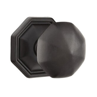 Emtek Double Dummy Octagon Knob With #15 Rose in Flat Black Bronze