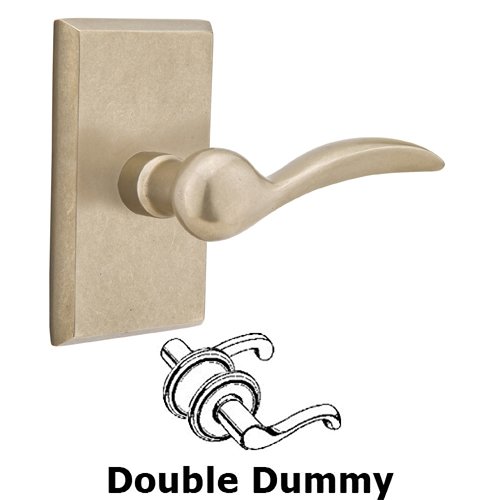 Emtek Double Dummy Left Handed Durango Lever With #3 Rose in Tumbled White Bronze
