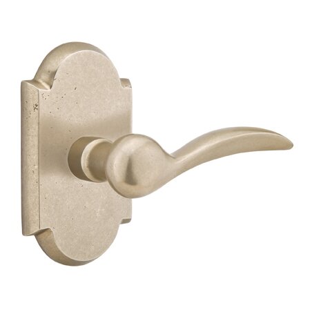 Emtek Single Dummy Right Handed Durango Lever With #1 Rose in Tumbled White Bronze