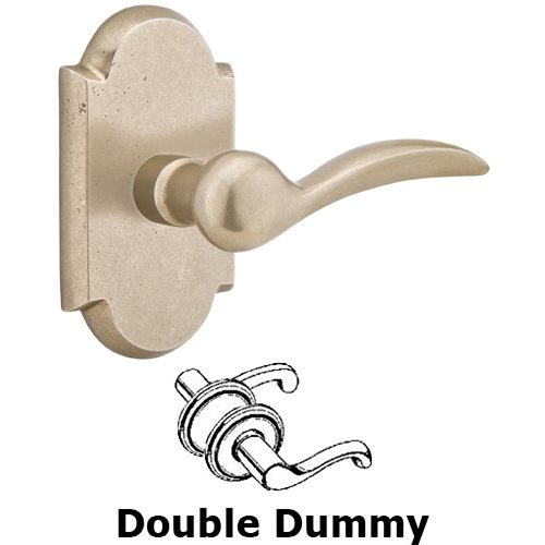 Emtek Double Dummy Left Handed Durango Lever With #1 Rose in Tumbled White Bronze