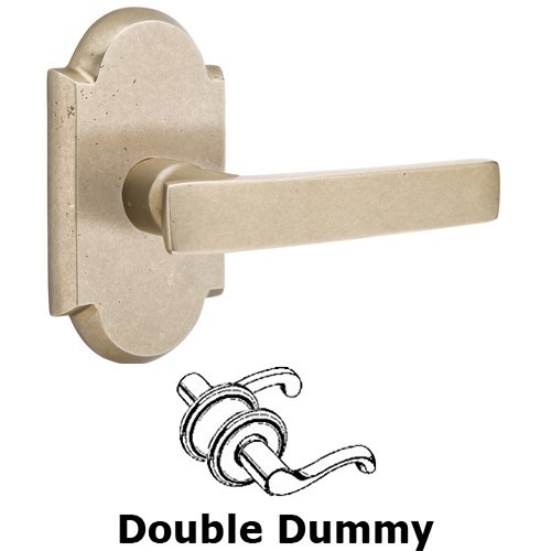 Emtek Double Dummy Right Handed Yuma Lever With #1 Rose in Tumbled White Bronze