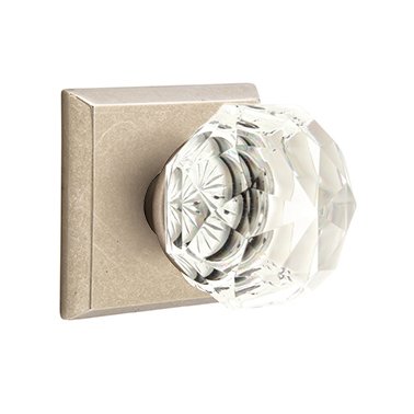 Emtek Single Dummy Diamond Door Knob with #6 Rose in Tumbled White Bronze