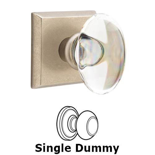 Emtek Single Dummy Hampton Door Knob with #6 Rose in Tumbled White Bronze