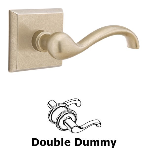 Emtek Double Dummy Left Handed Teton Lever With #6 Rose in Tumbled White Bronze