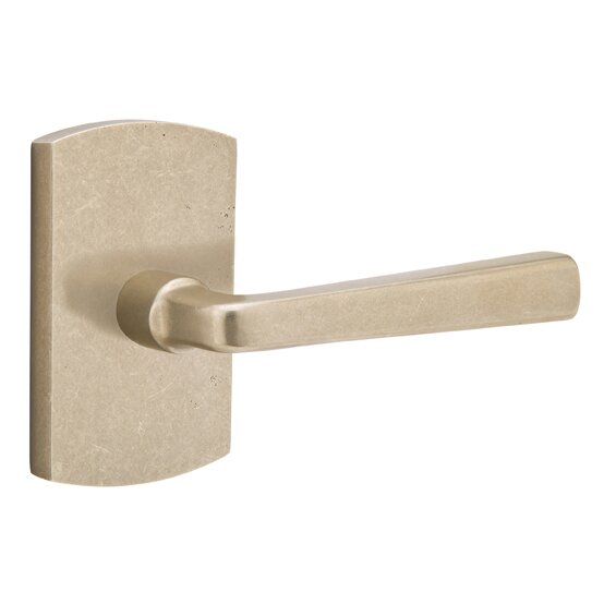 Emtek Passage Right Handed Cimarron Lever And #4 Rose with Concealed Screws in Tumbled White Bronze