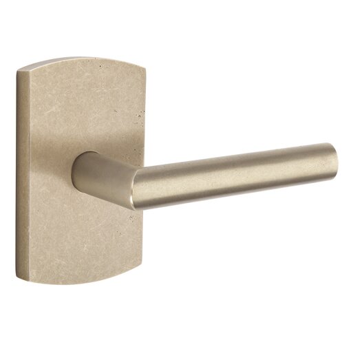Emtek Passage Mariposa Right Handed Lever with #4 Rose and Concealed Screws in Tumbled White Bronze