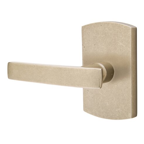 Emtek Passage Left Handed Yuma Lever And #4 Rose with Concealed Screws in Tumbled White Bronze