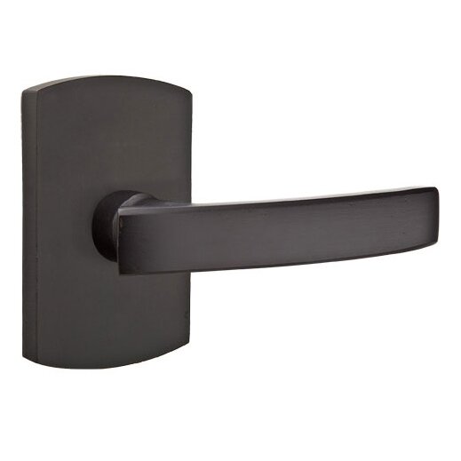 Emtek Passage Right Handed Yuma Lever And #4 Rose with Concealed Screws in Flat Black Bronze