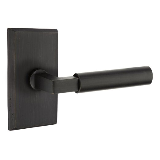 Emtek Passage Bryce Right Handed Lever with #3 Rose and Concealed Screws in Medium Bronze