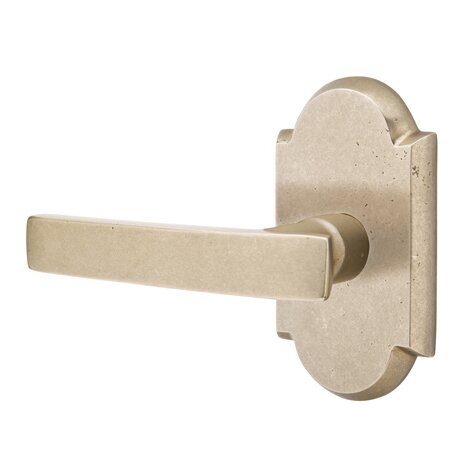 Emtek Passage Left Handed Yuma Lever And #1 Rose with Concealed Screws in Tumbled White Bronze