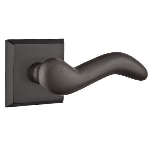 Emtek Passage Right Handed Cody Lever And #6 Rose with Concealed Screws in Flat Black Bronze