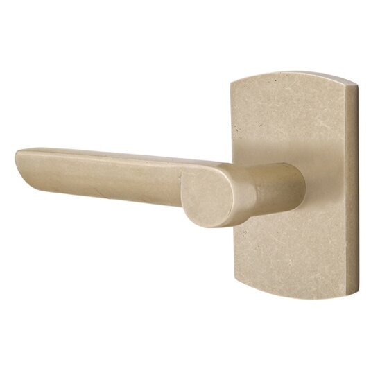 Emtek Privacy Left Handed Aurora Lever And #4 Rose with Concealed Screws in Tumbled White Bronze