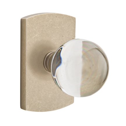Emtek Bristol Privacy Door Knob with #4 Rose in Tumbled White Bronze