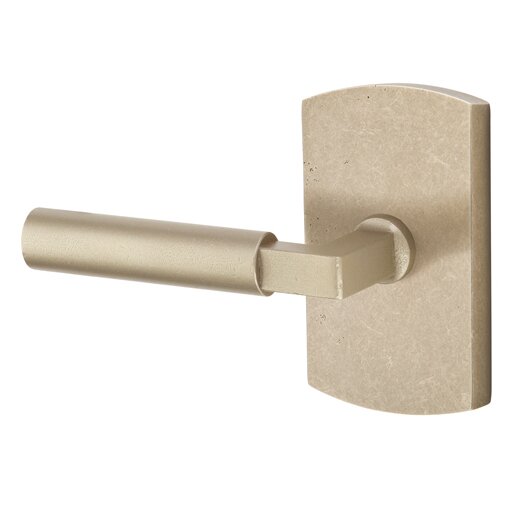Emtek Privacy Bryce Left Handed Lever with #4 Rose in Tumbled White Bronze