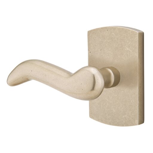 Emtek Privacy Left Handed Cody Lever And #4 Rose with Concealed Screws in Tumbled White Bronze