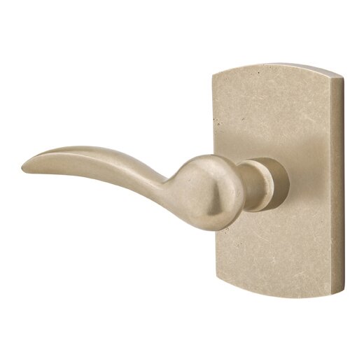 Emtek Privacy Left Handed Durango Lever And #4 Rose with Concealed Screws in Tumbled White Bronze