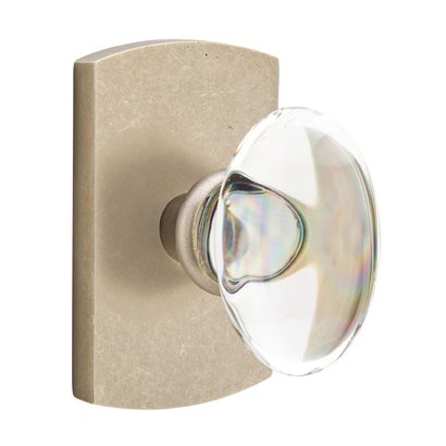 Emtek Hampton Privacy Door Knob with #4 Rose in Tumbled White Bronze
