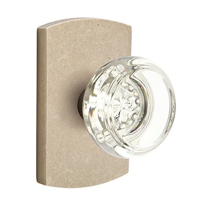 Emtek Georgetown Privacy Door Knob with #4 Rose in Tumbled White Bronze