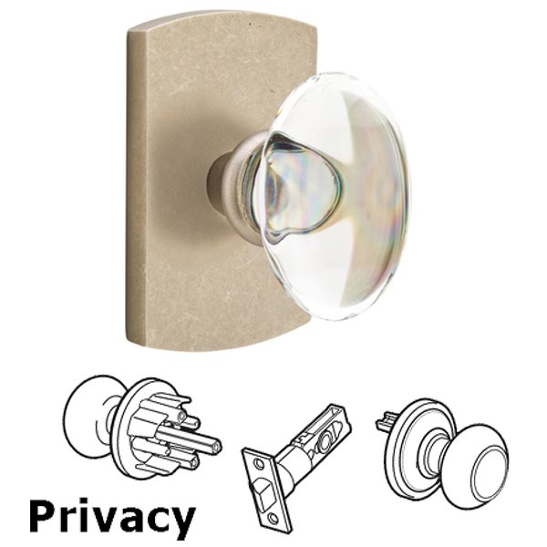 Emtek Hampton Privacy Door Knob with #4 Rose and Concealed Screws in Tumbled White Bronze