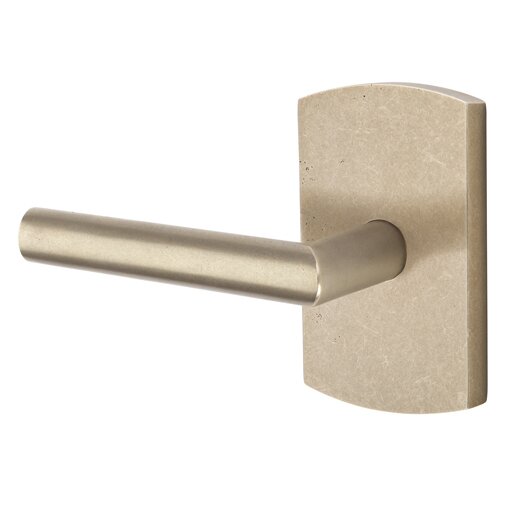 Emtek Privacy Mariposa Left Handed Lever with #4 Rose and Concealed Screws in Tumbled White Bronze