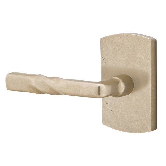 Emtek Privacy Left Handed Montrose Lever And #4 Rose with Concealed Screws in Tumbled White Bronze