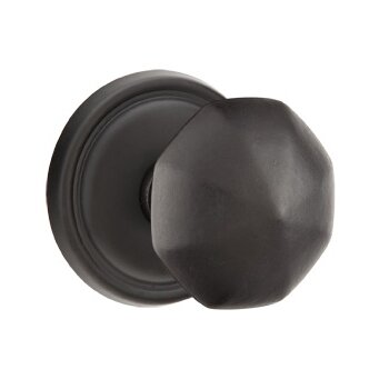 Emtek Privacy Octagon Knob With #12 Rose in Flat Black Bronze