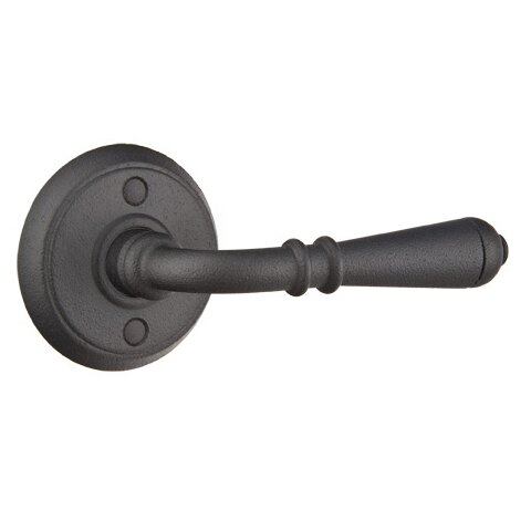 Emtek Privacy Right Handed Normandy Lever With #2 Rose in Flat Black Steel